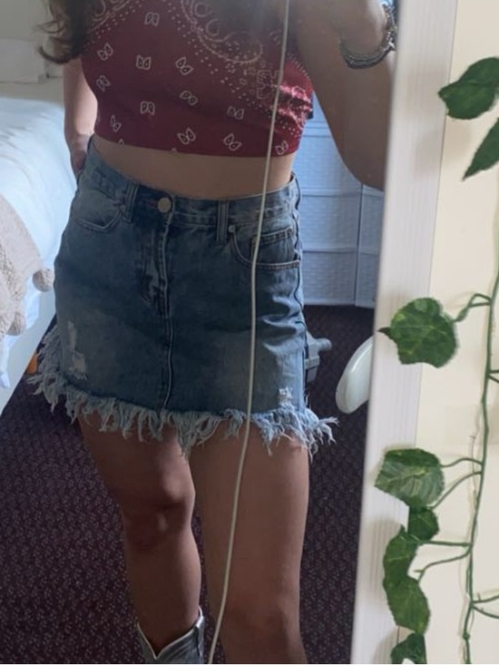 Glamorous Dresses & Skirts - Glamorous Distressed Denim Mini Skirt in Medium Blue